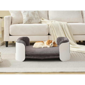 Scandinavian Style Cat Couch Bed, Pet Sofa For Indoor Cats PP Indoor Pet Furniture Elevated Cat Beds With Removable Mattress Cover Suitable For Kitty,