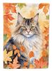 Norwegian Forest Cat in Fall Leaves Garden Flag Mailbox Flag Decorative Yard Flag Banner Outside Patio Artwork Yard Flower Beds, Garden Size