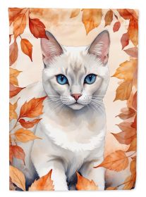 Foreign White Cat in Fall Leaves Garden Flag Mailbox Flag Decorative Yard Flag Banner Outside Patio Artwork Yard Flower Beds, Garden Size, Multicolor