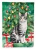American Wirehair Cat By the Christmas Tree Garden Flag Mailbox Flag Decorative Yard Flag Banner Outside Patio Artwork Yard Flower Beds, Garden Size