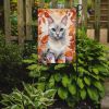 Foreign White Cat in Fall Leaves Garden Flag Mailbox Flag Decorative Yard Flag Banner Outside Patio Artwork Yard Flower Beds, Garden Size, Multicolor