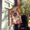 Balinese Cat in Fall Leaves House Flag Large Porch Sleeve Pole Decorative Outside Yard Banner Artwork Wall Hanging, Polyester, House Size, Multicolor