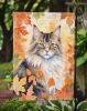 Norwegian Forest Cat in Fall Leaves Garden Flag Mailbox Flag Decorative Yard Flag Banner Outside Patio Artwork Yard Flower Beds, Garden Size