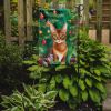 Abyssinian Cat By the Christmas Tree Garden Flag Mailbox Flag Decorative Yard Flag Banner Outside Patio Artwork Yard Flower Beds, Garden Size