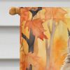 Siberian Cat in Fall Leaves House Flag Large Porch Sleeve Pole Decorative Outside Yard Banner Artwork Wall Hanging, Polyester, House Size, Multicolor