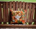 Foldex Exotic Fold Cat in Fall Leaves Throw Pillow Machine Washable, Indoor Outdoor Decorative Pillow for Couch, Bed or Patio, 14Hx14W