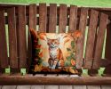Suphalak Cat in Fall Leaves Throw Pillow Machine Washable, Indoor Outdoor Decorative Pillow for Couch, Bed or Patio, 14Hx14W