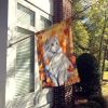Turkish Angora Cat in Fall Leaves House Flag Large Porch Sleeve Pole Decorative Outside Yard Banner Artwork Wall Hanging, Polyester, House Size