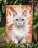 Foreign White Cat in Fall Leaves Garden Flag Mailbox Flag Decorative Yard Flag Banner Outside Patio Artwork Yard Flower Beds, Garden Size, Multicolor