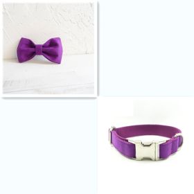 Pet bow tie Solid dog collar bow accessories (Option: Purple Bset-XL)